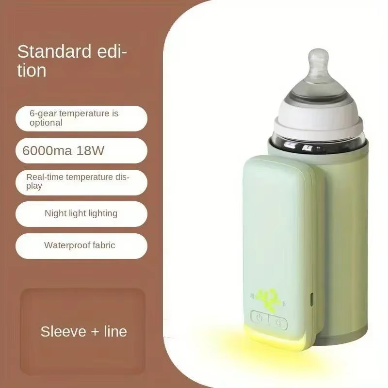 Rechargeable Bottle Warmer 6 Levels Adjustment Temperature Display Breast Milk Feeding Accessories Portable Baby Bottle Heater