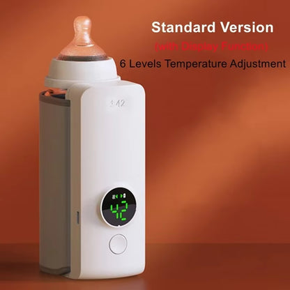 Rechargeable Bottle Warmer 6 Levels Adjustment Temperature Display Breast Milk Feeding Accessories Portable Baby Bottle Heater